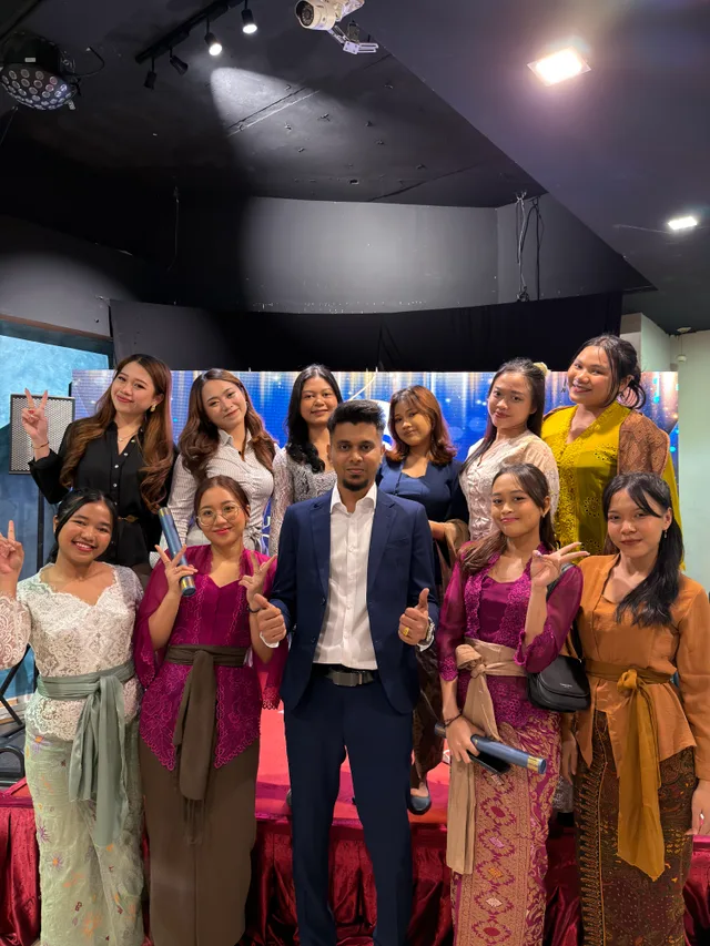 Friends gathered for a portrait at a graduation celebration